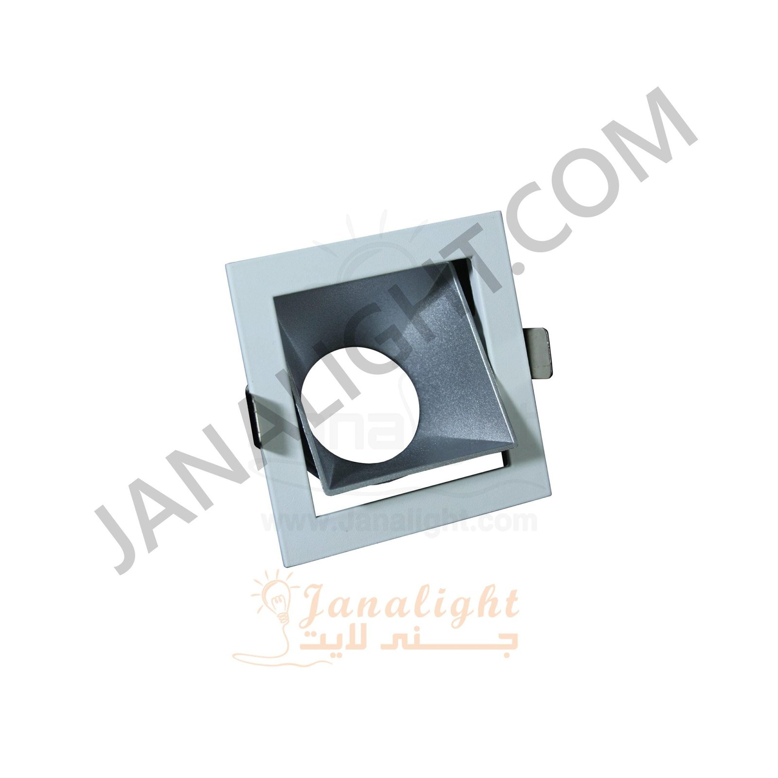 سبوت فارغ 7.5 مربع ابيض فضي مط Square White Matt Silver 7.5 SpotLight Frame